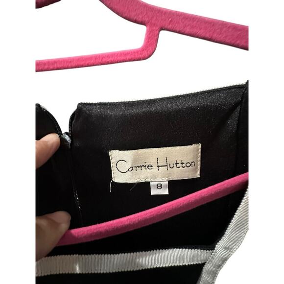 Carrie Hutton Women's Black & White Lined Short Sleeves Mini Dress Size 8 - Picture 4 of 7